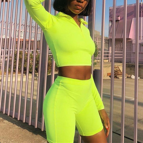 new female fluorescence fitness two pieces sets 2021 autumn full sleeve zipper turtleneck and high waist shorts suits, Gray
new female fluorescence fitness two pieces sets 2021 autumn full sleeve zipper turtleneck and high waist shorts suits, Gray