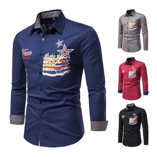 2022 spring european men's five pointed star english printed long sleeve shirt western cowboy shirt men's, White;black
2022 spring european men's five pointed star english printed long sleeve shirt western cowboy shirt men's, White;black