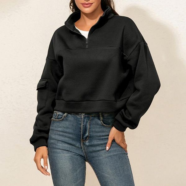 women's hoodies & sweatshirts autumn winter fashion women solid color hoodie stand collar long sleeve zipper pocket crop pullover swea, Black
women's hoodies & sweatshirts autumn winter fashion women solid color hoodie stand collar long sleeve zipper pocket crop pullover swea, Black