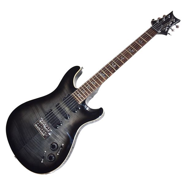 factory outlet-6 strings transparent black electric guitar with flame maple veneer,24 frets
factory outlet-6 strings transparent black electric guitar with flame maple veneer,24 frets