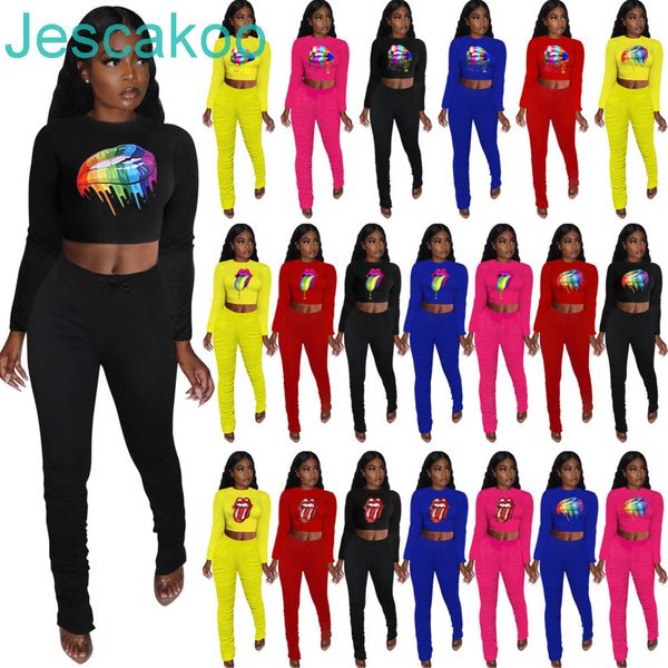 2021 womens spring clothes 2 two piece outfits set lips printed long sleeve t shirt leggings pants tracksuits jogging plus size clothing dhl, Gray
2021 womens spring clothes 2 two piece outfits set lips printed long sleeve t shirt leggings pants tracksuits jogging plus size clothing dhl, Gray