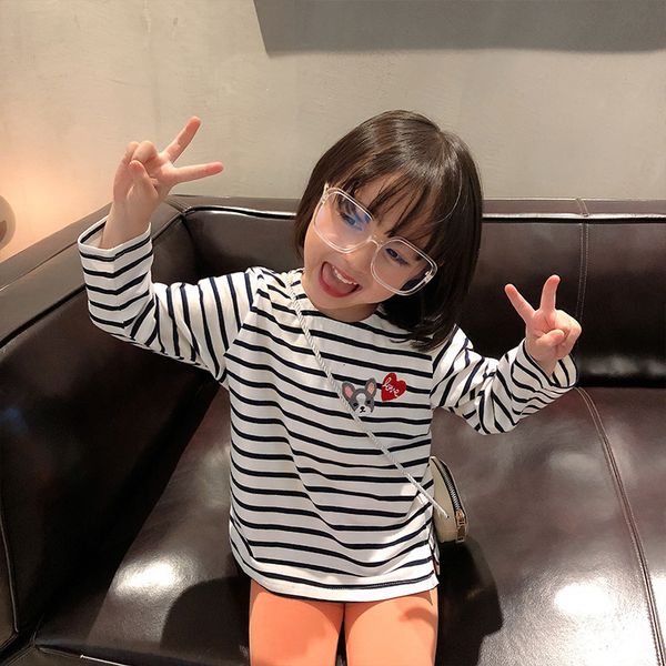 autumn cotton 2020 t-shirt new versatile girl's girls' striped long sleeve children's outer wear base shir, Black;white
autumn cotton 2020 t-shirt new versatile girl's girls' striped long sleeve children's outer wear base shir, Black;white