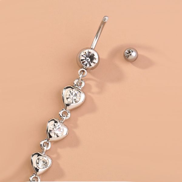 body piercing fashion long tassel love diamond inlaid navel nail selling navel ring, Silver
body piercing fashion long tassel love diamond inlaid navel nail selling navel ring, Silver