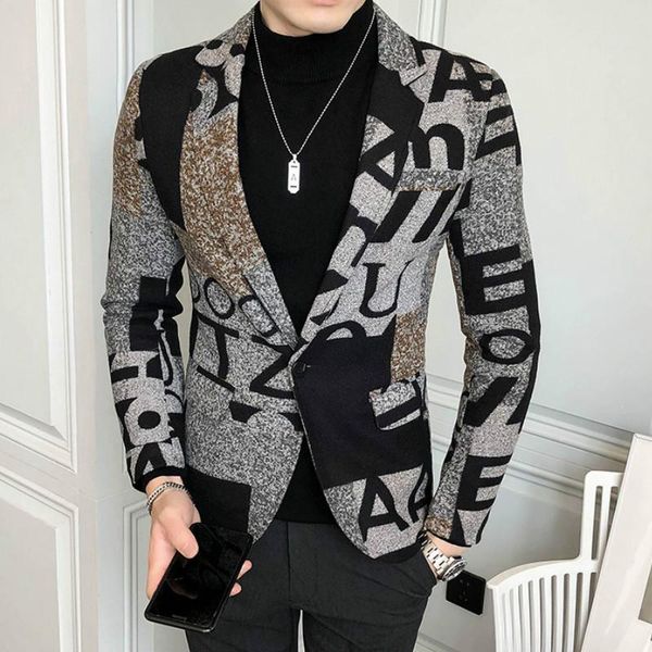 men's suits & blazers letter print wool blazer jacket men 2021 winter casual slim fit suit party wedding hombre, White;black
men's suits & blazers letter print wool blazer jacket men 2021 winter casual slim fit suit party wedding hombre, White;black