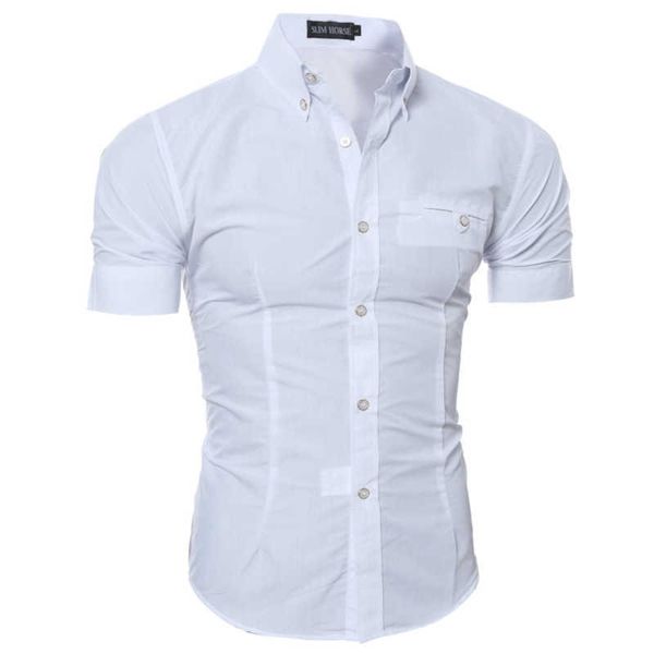 summer social chemise men's short sleeve shirt mens homme solid color business slim fit shirts 210708, White;black
summer social chemise men's short sleeve shirt mens homme solid color business slim fit shirts 210708, White;black