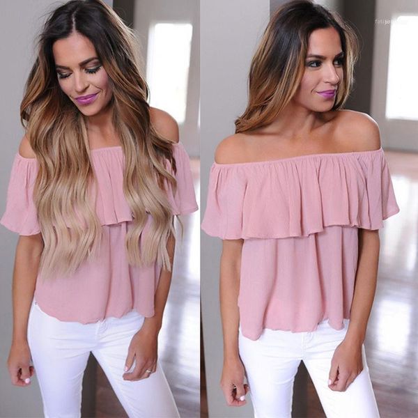 summer women blouse casual loose ruffle off shoulder dusty shirt pretty blouse1, White
summer women blouse casual loose ruffle off shoulder dusty shirt pretty blouse1, White