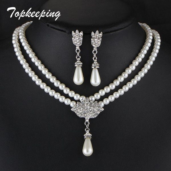earrings & necklace eeping brand fashion simulated pearls short collarbon set exquisite crystal jewelry sets party, Silver
earrings & necklace eeping brand fashion simulated pearls short collarbon set exquisite crystal jewelry sets party, Silver