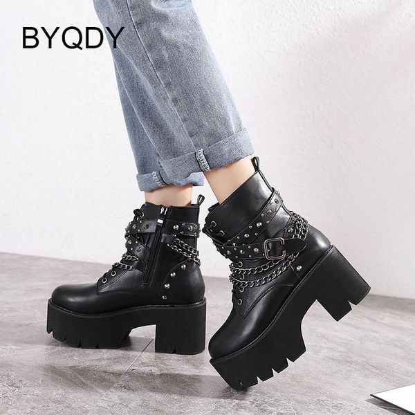 boots byqdy 2021 autumn gothic ankle for women round toe platform chains rivets female short eva high heels ladies shoes, Black
boots byqdy 2021 autumn gothic ankle for women round toe platform chains rivets female short eva high heels ladies shoes, Black