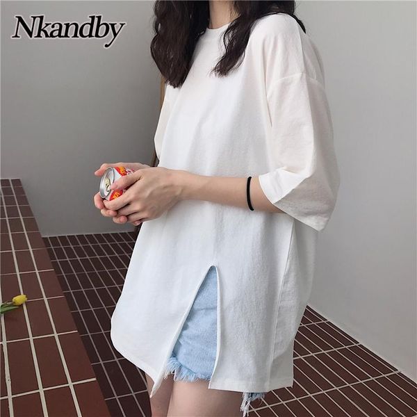 women's t-shirt large size korean style t shirt for women summer solid color split short sleeve cotton t-shirts casual loose streetwear, White
women's t-shirt large size korean style t shirt for women summer solid color split short sleeve cotton t-shirts casual loose streetwear, White