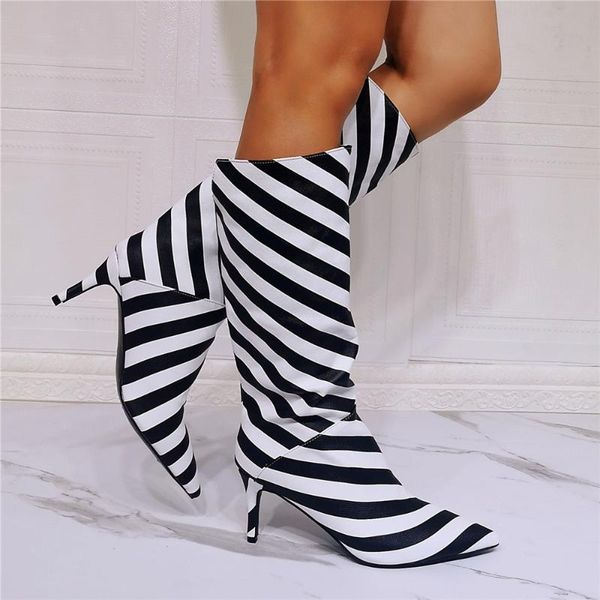boots fashion casual shoes female black and white zebra stripes autumn mid heel pointed toe slip on knee high booties plus size
boots fashion casual shoes female black and white zebra stripes autumn mid heel pointed toe slip on knee high booties plus size