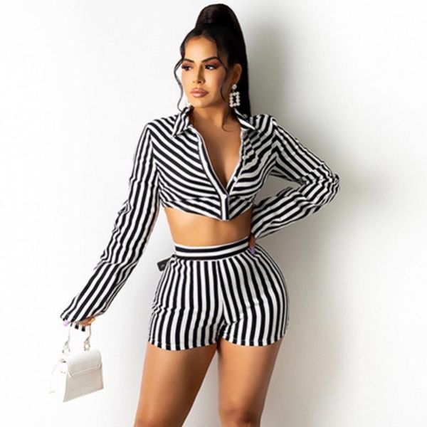 women's tracksuits loung wear tracksuit women shorts set stripe long sleeve shirt and high waisted mini two piece matching 2021, Gray
women's tracksuits loung wear tracksuit women shorts set stripe long sleeve shirt and high waisted mini two piece matching 2021, Gray
