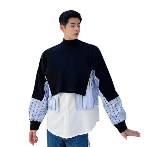 men's sweaters turtlenneck splice stripe shirt pullover sweatshirt male streetwear hip hop korean fashion long sleeve hoodie menswear x, White;black
men's sweaters turtlenneck splice stripe shirt pullover sweatshirt male streetwear hip hop korean fashion long sleeve hoodie menswear x, White;black
