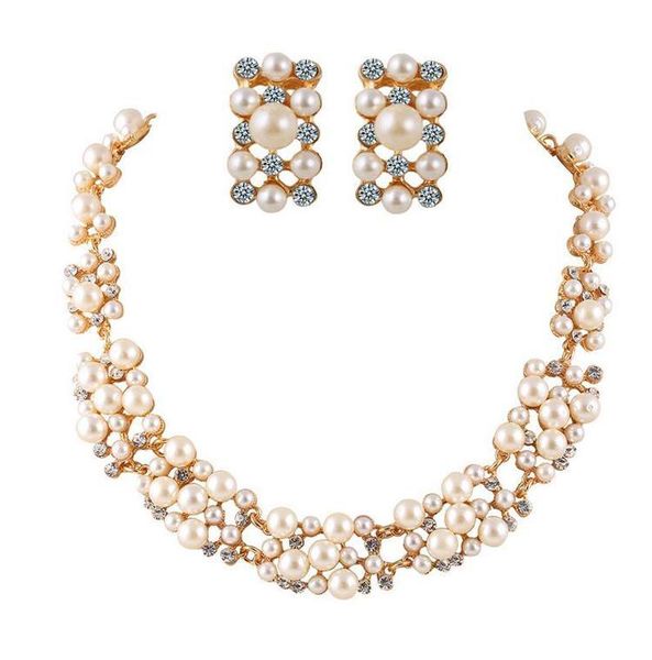 fashion pearl necklace earrings jewelry sets 18k gold plated crystal jewlery women fine jewelry sets for gift 42d24, Silver
fashion pearl necklace earrings jewelry sets 18k gold plated crystal jewlery women fine jewelry sets for gift 42d24, Silver