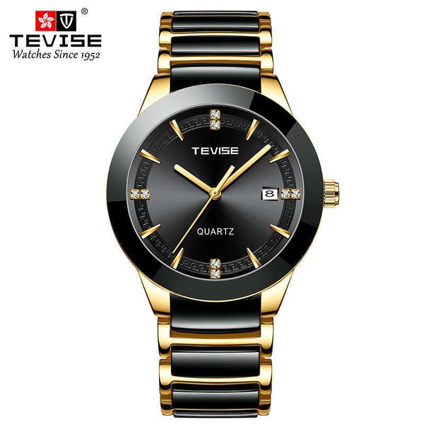 

Swiss Brand TEVISE New Men's High-end Watches Fashion Waterproof Business Calendar Ceramic Quartz Movement Explosion, Color1