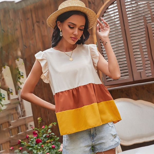 2021 spring new cross-border foreign trade european and american womens clothing three colors patchwork round neck sleeveless t-shirt womens, White
2021 spring new cross-border foreign trade european and american womens clothing three colors patchwork round neck sleeveless t-shirt womens, White
