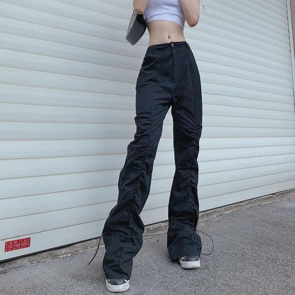 women's pants & capris fafa family street personality high waist thin pleated woven overalls versatile drawstring leggings, Black;white
women's pants & capris fafa family street personality high waist thin pleated woven overalls versatile drawstring leggings, Black;white