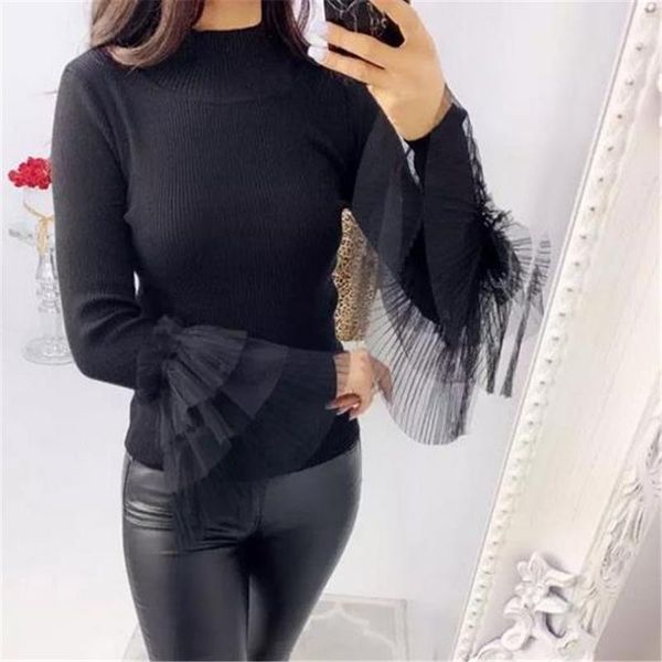 women's blouses & shirts womens and knitted mesh flared long sleeve slim fit jumper pullover turtleneck ladies shirt, White
women's blouses & shirts womens and knitted mesh flared long sleeve slim fit jumper pullover turtleneck ladies shirt, White