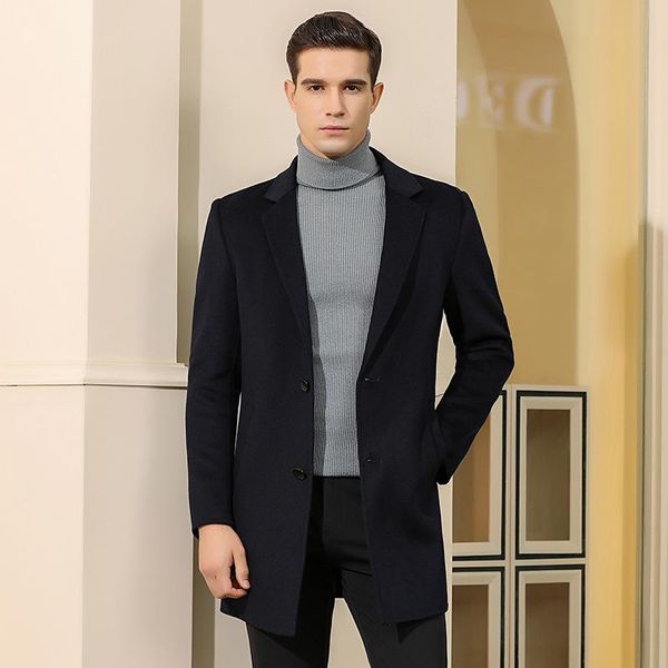 men's wool & blends winter about woolen cloth double-sided coat lapel of long men a undertakes to, Black
men's wool & blends winter about woolen cloth double-sided coat lapel of long men a undertakes to, Black