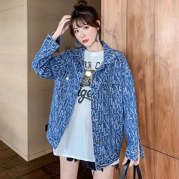 women's jackets letter print long sleeve denim jacket women spring autumn casual loose lapel collar single-breasted jeans korean clothe, Black;brown
women's jackets letter print long sleeve denim jacket women spring autumn casual loose lapel collar single-breasted jeans korean clothe, Black;brown