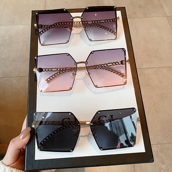 rivet rimless sunglasses for women fashion summer sqaure vintage alloy chain frame sun glasses female shades uv400, White;black
rivet rimless sunglasses for women fashion summer sqaure vintage alloy chain frame sun glasses female shades uv400, White;black