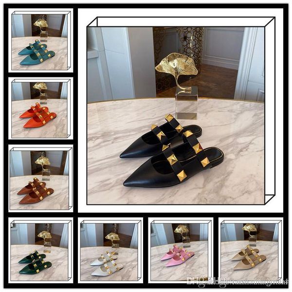a3 11 colors fashion spring and summer new baotou low heel cowhide pointed womens half slippers solid color womens sandals size 35-40, Black
a3 11 colors fashion spring and summer new baotou low heel cowhide pointed womens half slippers solid color womens sandals size 35-40, Black