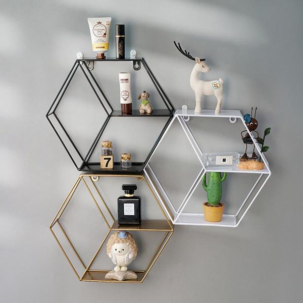 hooks & rails hexagonal wall storage rack three-tier structure geometric iron grid decorative hanging shelf for study / living room
hooks & rails hexagonal wall storage rack three-tier structure geometric iron grid decorative hanging shelf for study / living room