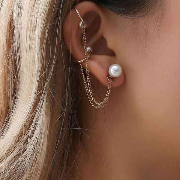 fashion korean gold color long tassel chain pearl earrings for women ear clip single earring ear bone clip jewelry, Golden
fashion korean gold color long tassel chain pearl earrings for women ear clip single earring ear bone clip jewelry, Golden