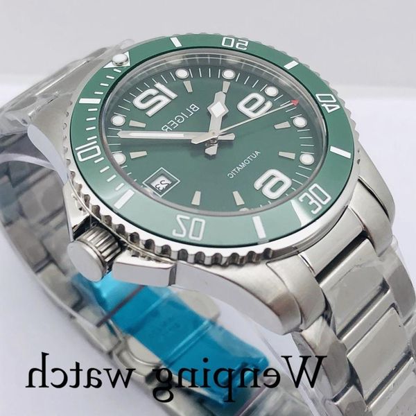 bliger 40mm casual mechanical sier case sapphire glass ceramic bezel green dial luminous men's automatic watch, Slivery;brown
bliger 40mm casual mechanical sier case sapphire glass ceramic bezel green dial luminous men's automatic watch, Slivery;brown