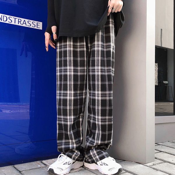 2021 spring plaid men's fashion retro casual wide-leg men streetwear hip-hop straight pants mens trousers kdb9, Black
2021 spring plaid men's fashion retro casual wide-leg men streetwear hip-hop straight pants mens trousers kdb9, Black