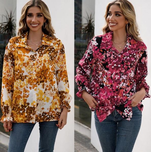 loose casual printed lapel single-breasted shirt floral long-sleeved shirt women, White
loose casual printed lapel single-breasted shirt floral long-sleeved shirt women, White
