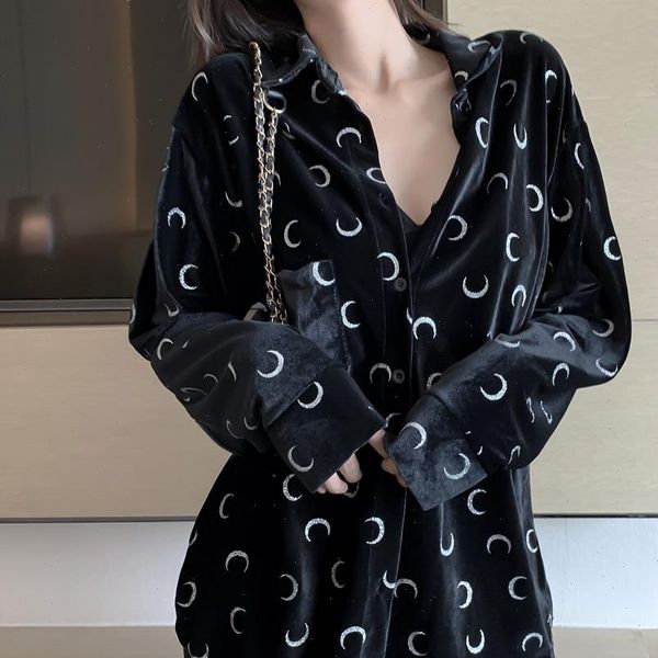 velour blouse women 2021 long sleeve lapel ladies blouse loose female velvet shirts crescent pattern hipster streetwear, White
velour blouse women 2021 long sleeve lapel ladies blouse loose female velvet shirts crescent pattern hipster streetwear, White