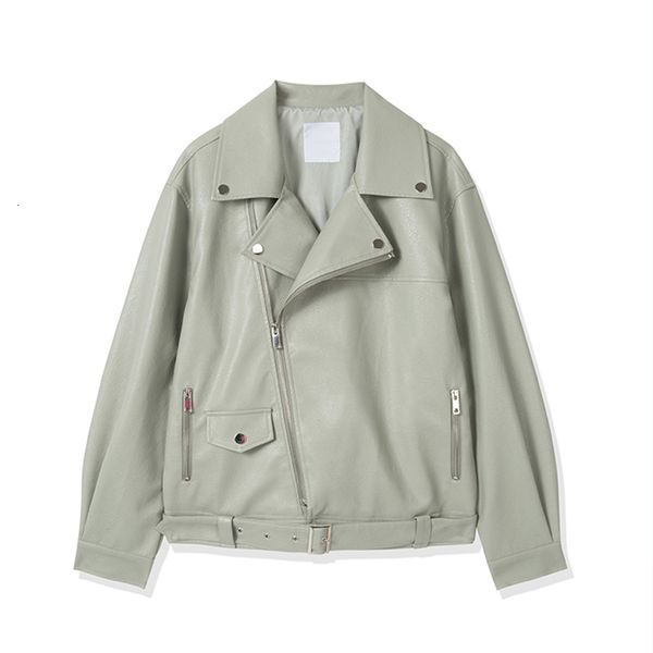 2021 new autumn pu faux soft leather jacket women casual turn down collar moto biker zipper loose green coat with belt a2ao, Black
2021 new autumn pu faux soft leather jacket women casual turn down collar moto biker zipper loose green coat with belt a2ao, Black