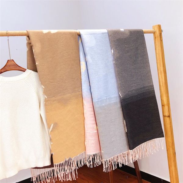 gradient scarf designers classic letter long shawl women soft silk wool cashmere scarves with high qualtiy 60-190cm, Blue;gray
gradient scarf designers classic letter long shawl women soft silk wool cashmere scarves with high qualtiy 60-190cm, Blue;gray