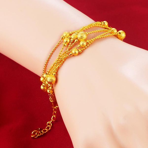 link, chain fashion bracelet women wrist multi-chain gold plated sand vintage jewelry accessories frosted lucky beads, Black
link, chain fashion bracelet women wrist multi-chain gold plated sand vintage jewelry accessories frosted lucky beads, Black