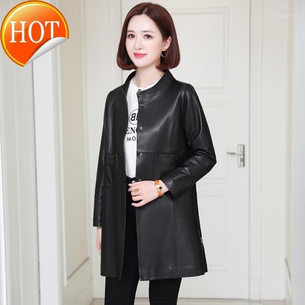 sheepskin autumn 2021 leather loose skinny round neck women's coat medium long windbreaker & faux, Black
sheepskin autumn 2021 leather loose skinny round neck women's coat medium long windbreaker & faux, Black