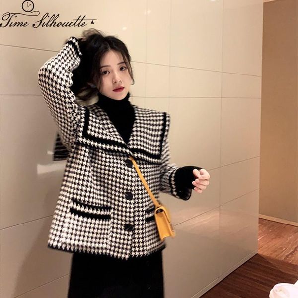 women's suits & blazers spring autumn houndstooth blazer women single breasted long sleeve outerwear chic jacket tweed woolen suit coat, White;black
women's suits & blazers spring autumn houndstooth blazer women single breasted long sleeve outerwear chic jacket tweed woolen suit coat, White;black