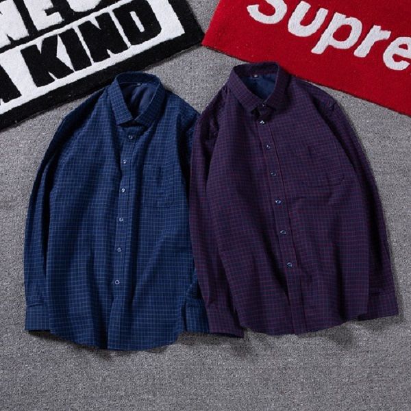 large men's plaid shirt loose business casual warm long sleeve plaid shirt autumn, White;black
large men's plaid shirt loose business casual warm long sleeve plaid shirt autumn, White;black