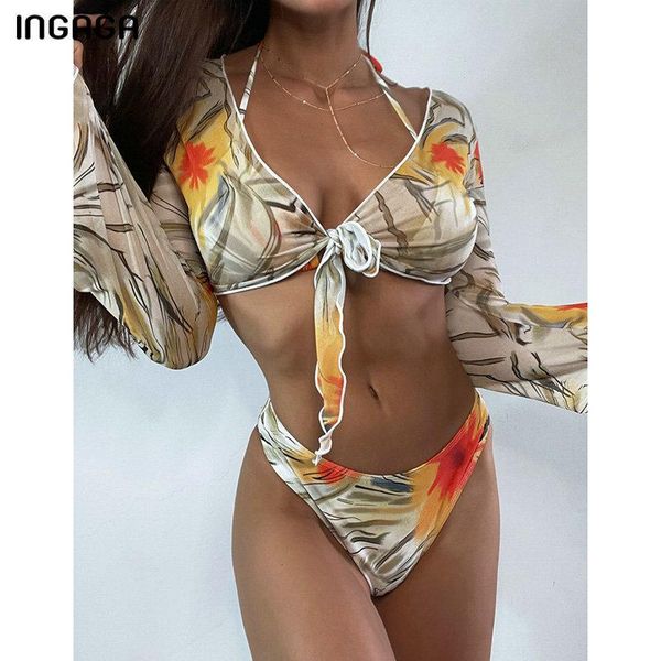women's swimwear ingaga three piece bikinis swimsuits high cut halter biquini bathing suits mesh cover up beachwear 2021, White;black
women's swimwear ingaga three piece bikinis swimsuits high cut halter biquini bathing suits mesh cover up beachwear 2021, White;black