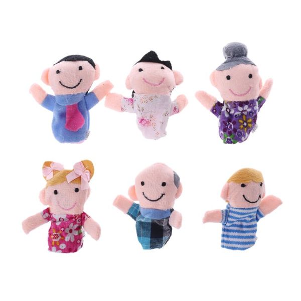 

40JC 6PCS Kids Baby Family Finger Puppets Plush Cloth Doll Play Game Learn Story Toys