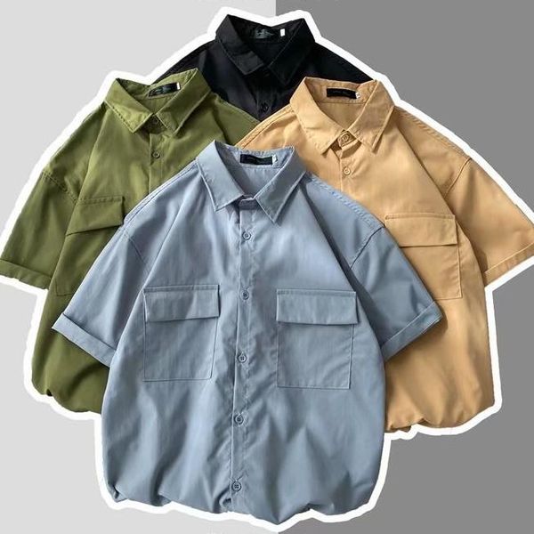men's casual shirts summer short-sleeved shirt loose tooling five-point sleeve korean style trendy handsome half-sleeved, White;black
men's casual shirts summer short-sleeved shirt loose tooling five-point sleeve korean style trendy handsome half-sleeved, White;black