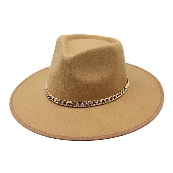 wide brim hats 2021 autumn and winter style big fashion flat felt hat with chain for men women, Blue;gray
wide brim hats 2021 autumn and winter style big fashion flat felt hat with chain for men women, Blue;gray