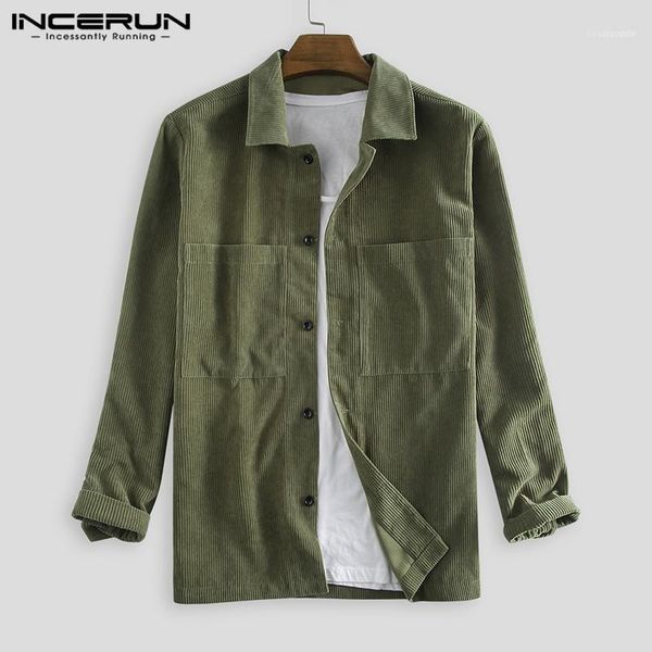 men's casual shirts incerun corduroy outerwear men solid color long sleeve double pockets shirt fashion fresh trend button street mens, White;black
men's casual shirts incerun corduroy outerwear men solid color long sleeve double pockets shirt fashion fresh trend button street mens, White;black