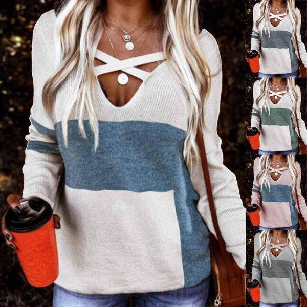 women's sweaters 2021 autumn and winter v-neck contrast printing loose knit sweater t-shirt women, White;black
women's sweaters 2021 autumn and winter v-neck contrast printing loose knit sweater t-shirt women, White;black