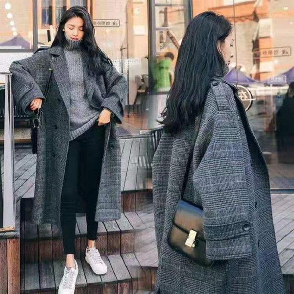 women's wool & blends coat women plus size plaid feminino elegant long double breasted womens winter clothing for ladies korean fashion, Black
women's wool & blends coat women plus size plaid feminino elegant long double breasted womens winter clothing for ladies korean fashion, Black
