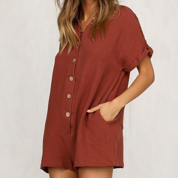women's jumpsuits & rompers summer women fashion 2021 playsuits turn down collar short sleeve female buttons pants casual loose overall, Black;white
women's jumpsuits & rompers summer women fashion 2021 playsuits turn down collar short sleeve female buttons pants casual loose overall, Black;white