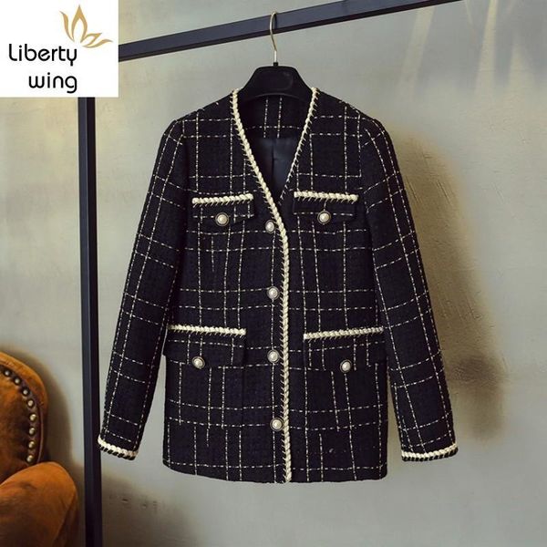 women's jackets long sleeve single breasted v-neck womens plaid tweed coats spring designer fashion ladies straight medium length, Black;brown
women's jackets long sleeve single breasted v-neck womens plaid tweed coats spring designer fashion ladies straight medium length, Black;brown