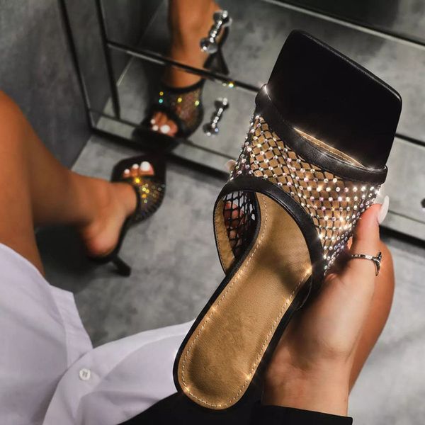 slippers rimocy shiny high heels feminine, toe-square slippers with mesh strass for open-toed women slide to party 35-42 4mfs, Black
slippers rimocy shiny high heels feminine, toe-square slippers with mesh strass for open-toed women slide to party 35-42 4mfs, Black