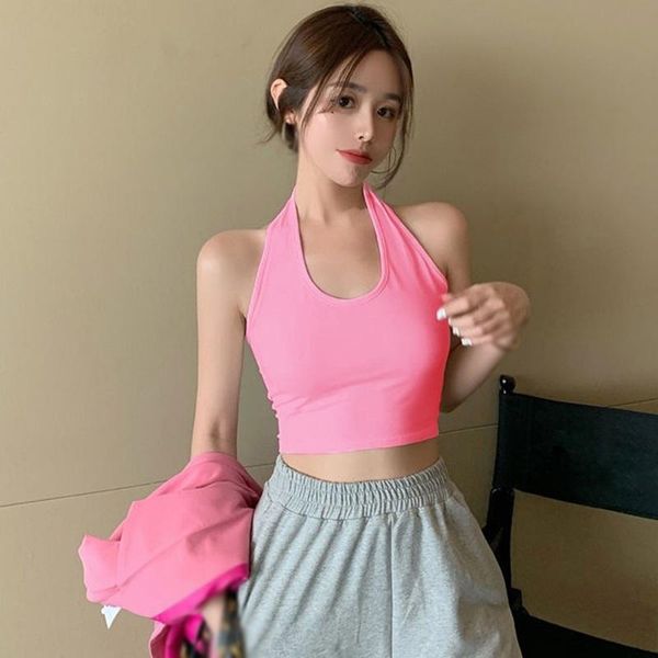 women's tanks & camis summer ladies thin hanging neck short halter tank women sling sports outer wear vest streetwear female, White
women's tanks & camis summer ladies thin hanging neck short halter tank women sling sports outer wear vest streetwear female, White