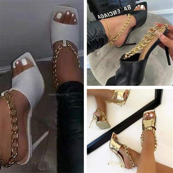 sandals european and american style metal chain square toe high-heeled women's large size:35-43 stiletto, Black
sandals european and american style metal chain square toe high-heeled women's large size:35-43 stiletto, Black