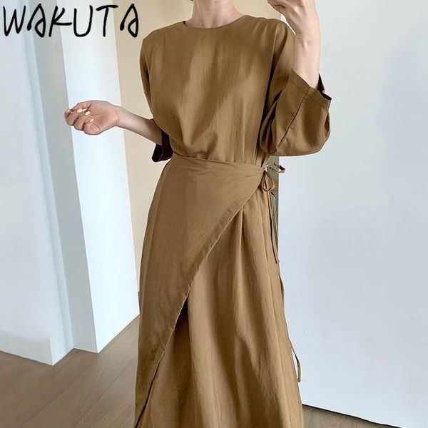 casual dresses wakuta design maxi for women korean trendy ladies vintage lace up slim waist blue khaki puff sleeve dress 2021 autumn, Black;gray
casual dresses wakuta design maxi for women korean trendy ladies vintage lace up slim waist blue khaki puff sleeve dress 2021 autumn, Black;gray